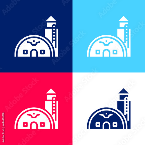 Base blue and red four color minimal icon set