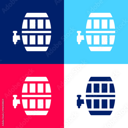 Barrel blue and red four color minimal icon set