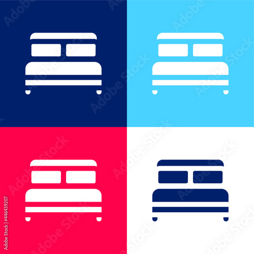 Bed blue and red four color minimal icon set