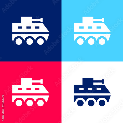 Armored Vehicle blue and red four color minimal icon set
