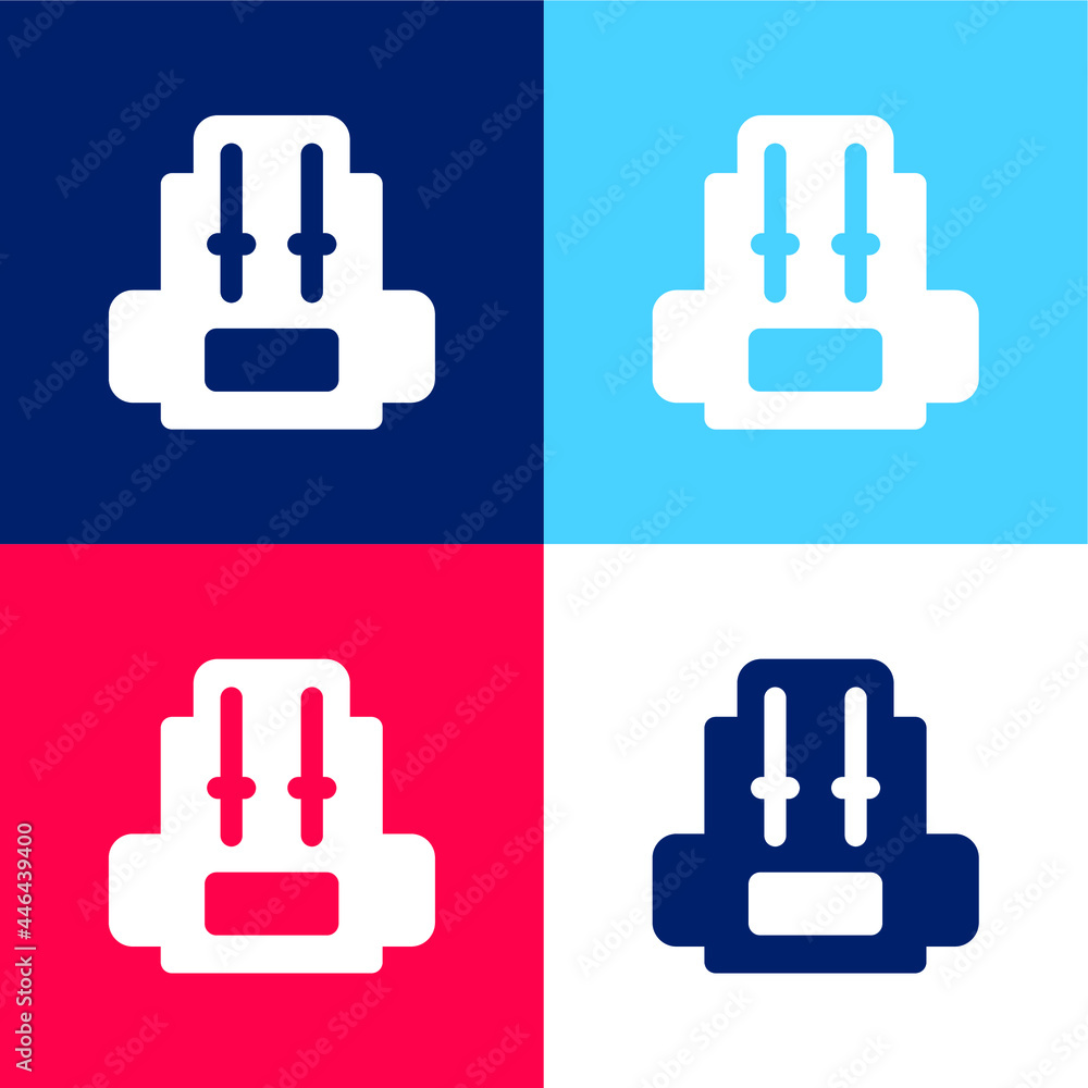 Backpack blue and red four color minimal icon set Backpack blue and red four color minimal icon set