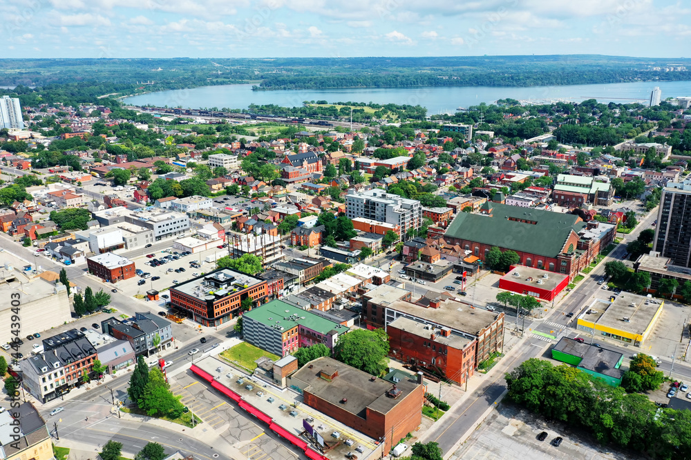 Aerial view of Hamilton, Ontario, Canada city center