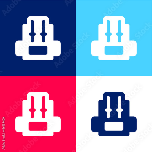 Backpack blue and red four color minimal icon set