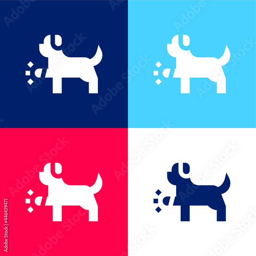 Animal blue and red four color minimal icon set