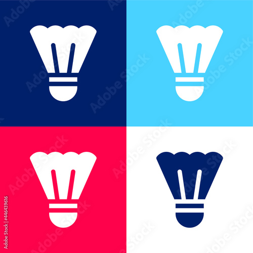 Badminton blue and red four color minimal icon set