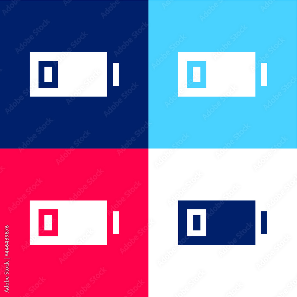 Battery blue and red four color minimal icon set