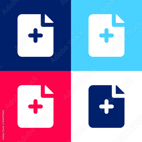 Add File blue and red four color minimal icon set
