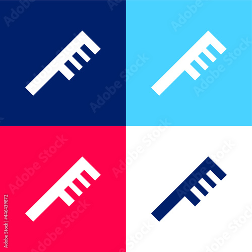 Angular Comb blue and red four color minimal icon set