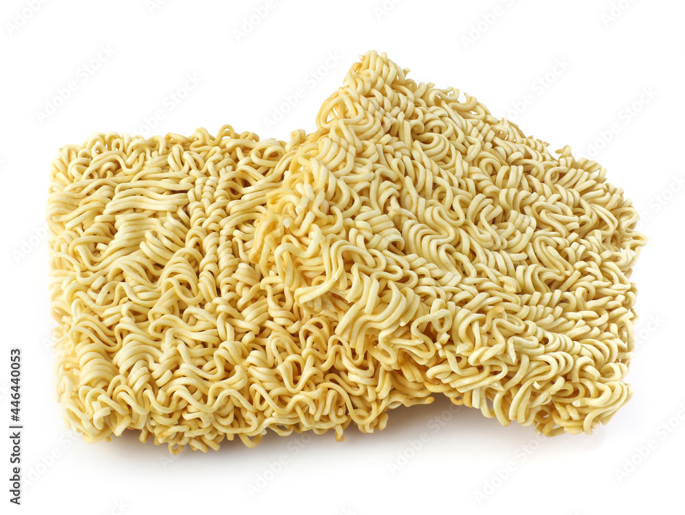 Dried raw instant noodles isolated on a white background Dried raw instant noodles isolated on a white background
