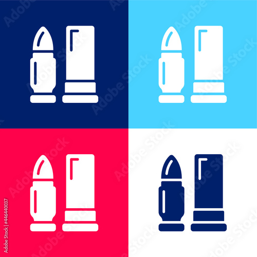 Ammunition blue and red four color minimal icon set
