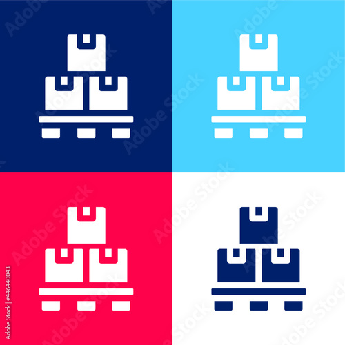 Box blue and red four color minimal icon set