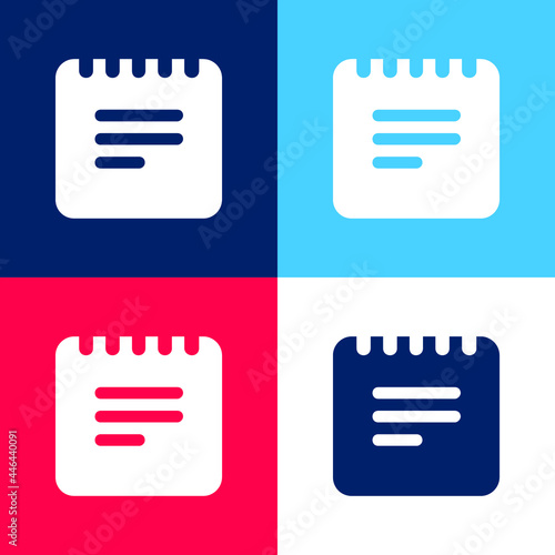 Black Notes Interface Square Symbol With Spring blue and red four color minimal icon set