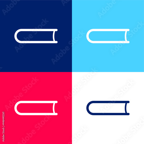 Book Outline From Bottom View blue and red four color minimal icon set