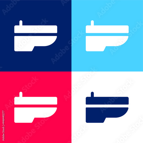 Bidet blue and red four color minimal icon set