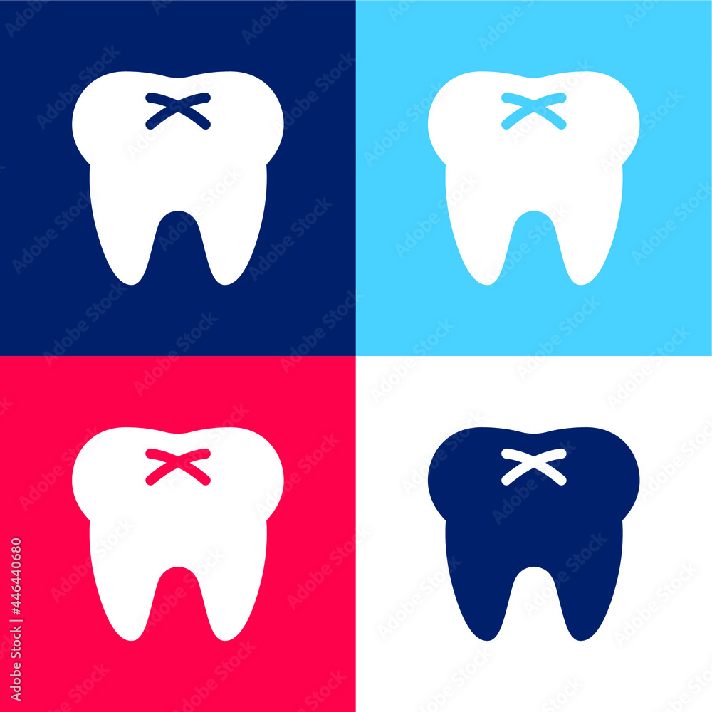 Big Tooth blue and red four color minimal icon set