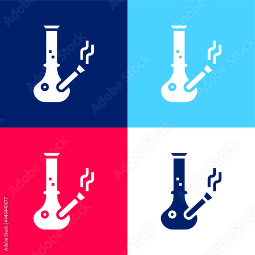 Bong blue and red four color minimal icon set