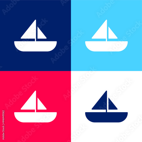 Tablou pe pânză Boat blue and red four color minimal icon set