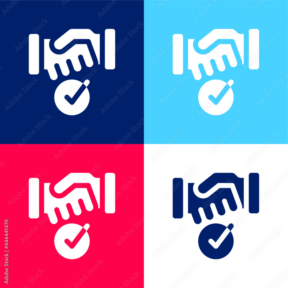 Agreement blue and red four color minimal icon set Agreement blue and red four color minimal icon set