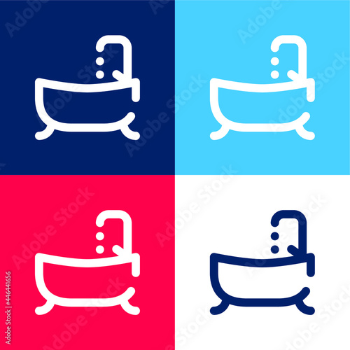 Bathroom blue and red four color minimal icon set