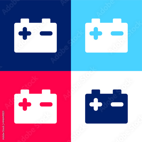 Battery blue and red four color minimal icon set