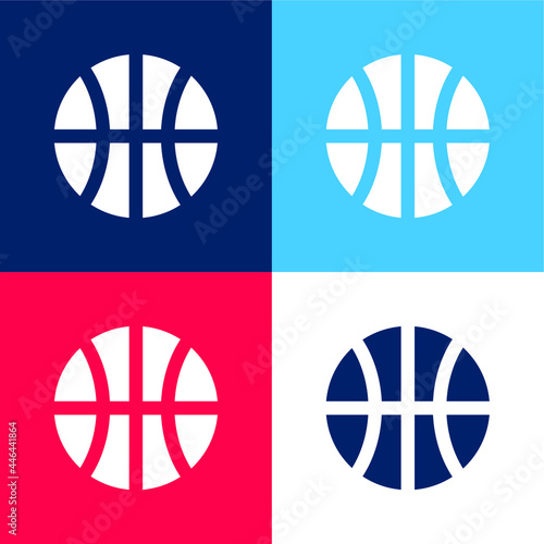 Baseball Ball blue and red four color minimal icon set