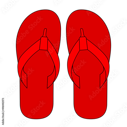 Blank Red Flip Flops Sandals Shoes Template Vector on White Background, Top View.