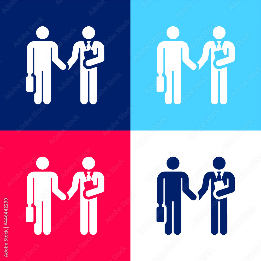 Bargain blue and red four color minimal icon set Bargain blue and red four color minimal icon set