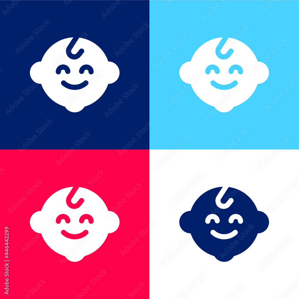 Baby blue and red four color minimal icon set Baby blue and red four color minimal icon set