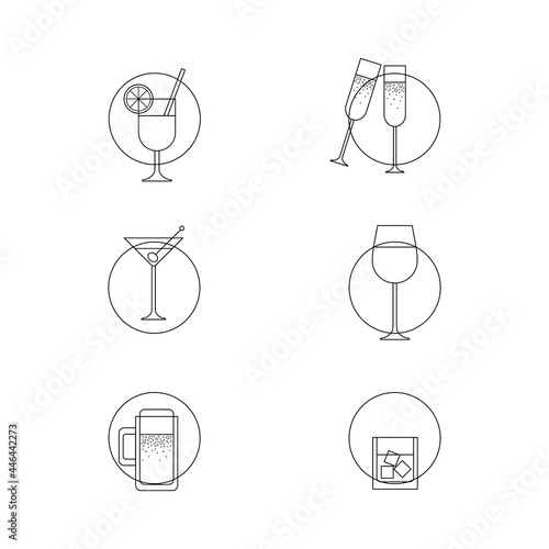 vector linear drinks menu