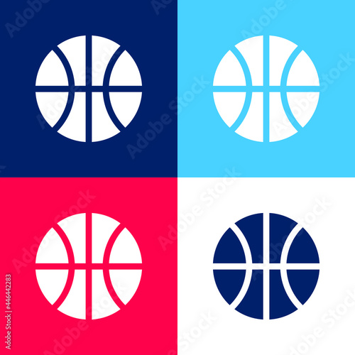 Basketball blue and red four color minimal icon set
