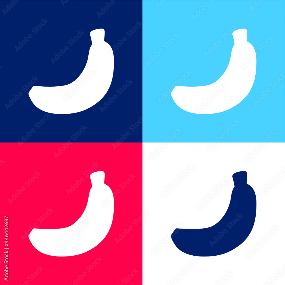 Banana blue and red four color minimal icon set Banana blue and red four color minimal icon set