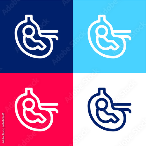 Baby blue and red four color minimal icon set