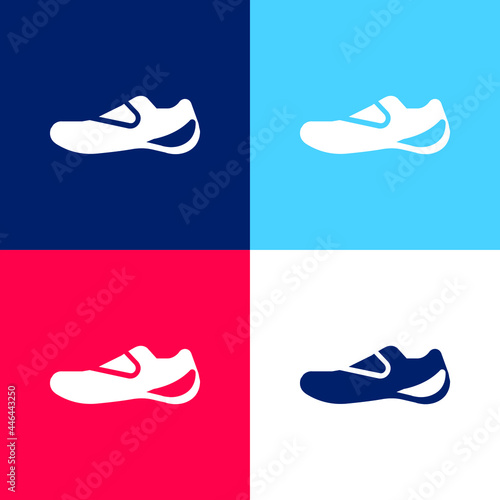Boot blue and red four color minimal icon set