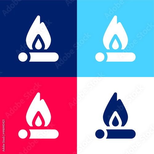 Bonfire blue and red four color minimal icon set