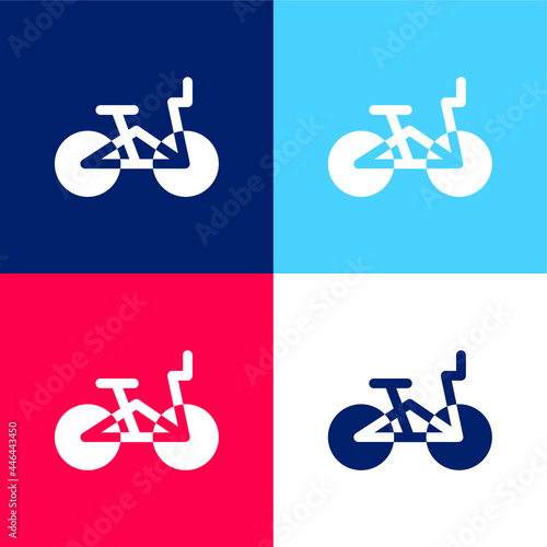 Bmx blue and red four color minimal icon set
