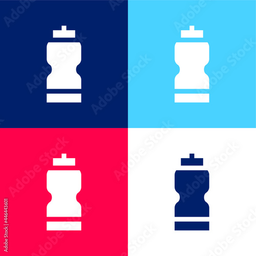Bottle blue and red four color minimal icon set