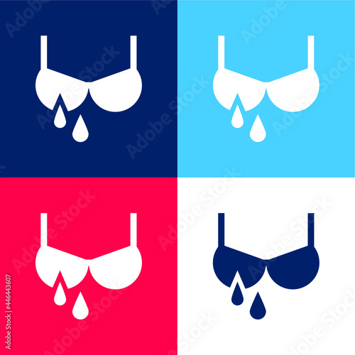 Breastfeeding blue and red four color minimal icon set