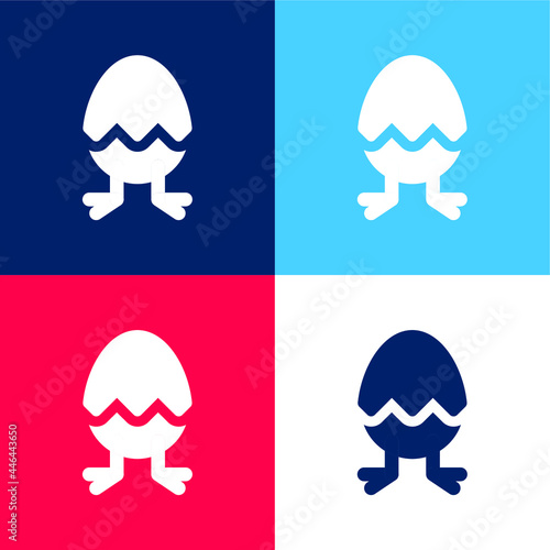 Birth blue and red four color minimal icon set