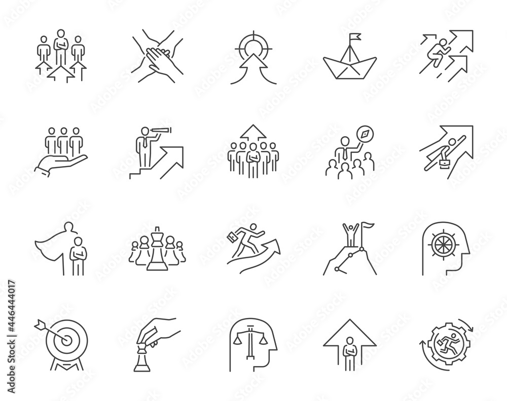 Leader line icons. Collection representing concept of leadership