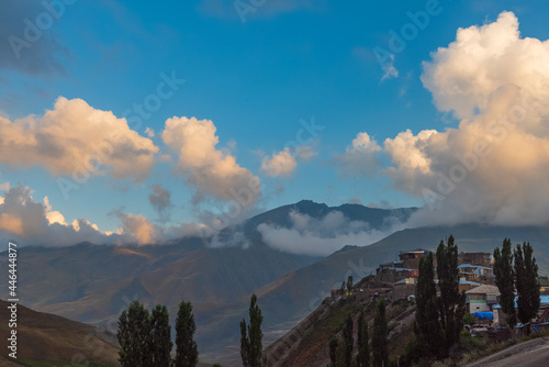 Ancient alpine village Khinalig in Azerbaijan photo