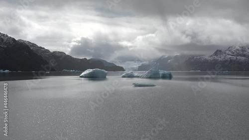 Chile. Patagonia. Icebergs drift in a glacial lake. photo