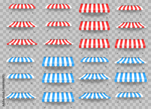 Outdoor awning canopy for cafe, shop window.