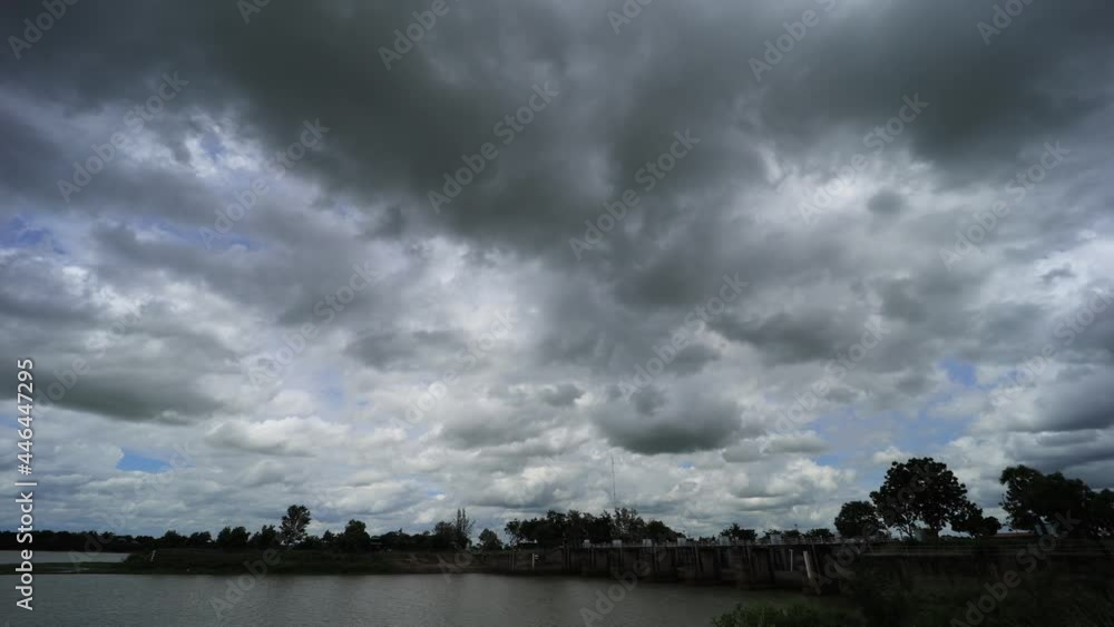 Time-Lapse Video, Natural Sky Background, Daytime sky with clouds of the rainy season over the Dam. Thailand Time-Lapse Video, Natural Sky Background, Daytime sky with clouds of the rainy season over the Dam. Thailand