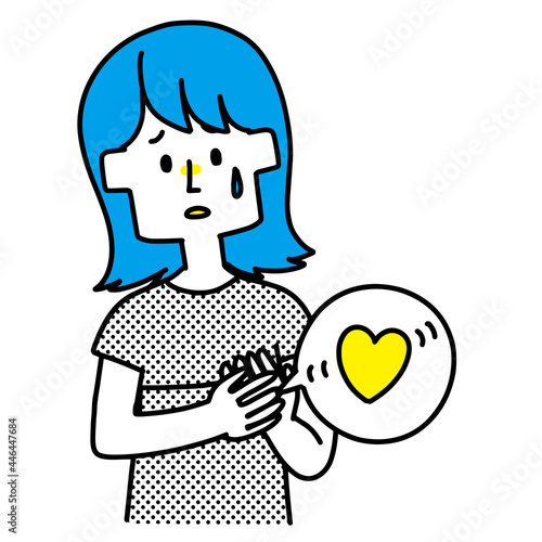 動悸がする女性のイラスト