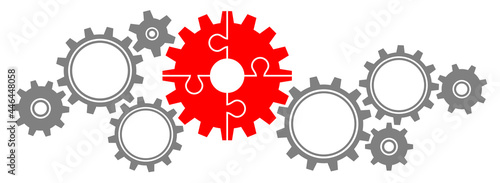 Zahnräder Groß Und Klein Puzzle Gerade Rot/Dunkelgrau