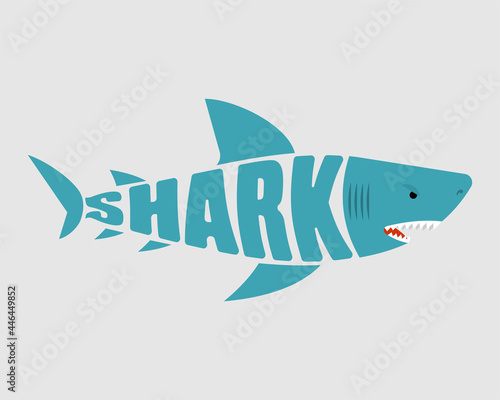 Shark lettering sign. text fish symbol. vector illustration