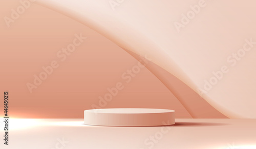 Cosmetic on brown background and premium podium display for product presentation branding and packaging . studio stage with shadow of background. vector design