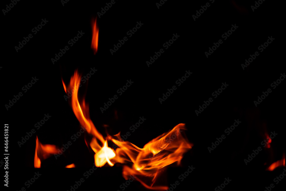 Fototapeta premium Natural flames on a radical black background. Ready for use with Adobe Photoshop in screen mode.