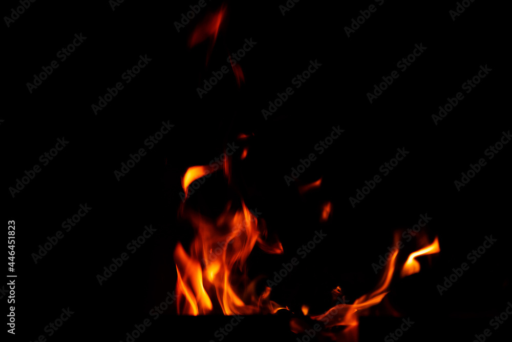 Natural flames on a radical black background. Ready for use with Adobe Photoshop in screen mode.