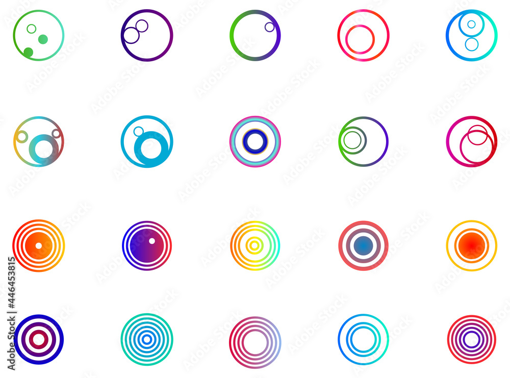 Geometric circle round shpaes indiffent gradient colors Geometric circle round shpaes indiffent gradient colors